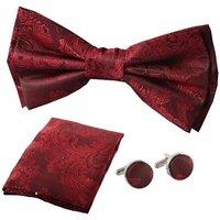Paul Andrew Bow Tie Pocket Square Cuff Links Gift Set in Wine