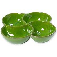 Verano Spanish Ceramics Selena Glazed Hand Dipped Kitchen Dining 4-Part Snack Dish (D) 25cm in Dark Green