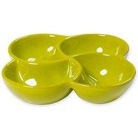 Verano Spanish Ceramics Selena Glazed Hand Dipped Kitchen Dining 4-Part Snack Dish (D) 25cm in Lime