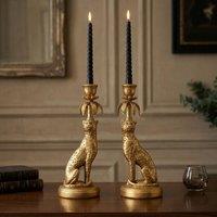Madison & Mayfair Set of Two Gold Leopard - Lavish Candleholder