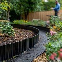 Nicoman Heavy Duty Corrugated Metal Garden Border Edging Roll - 5m in Black