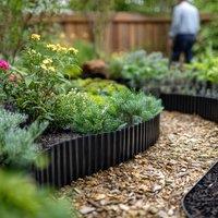 Nicoman Heavy Duty Corrugated Metal Garden Border Edging Roll - 6m in Black