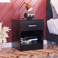 HD Designs Riano 1 Drawer Bedside Cabinet Table Storage in Black