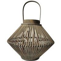 Hill Interiors Wicker Cone Candle Lantern in Brown