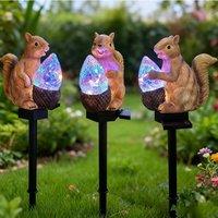 Quipulse Solar Colorful Crystal Squirrel Ground Plug Light in Brown