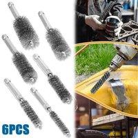 VOGREX 6pcs Wire Brush Set Steel Cleaning Brush Power Drill Impact Driver in Silver
