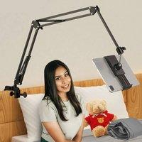 SPETLEK Rotating Adjustable Long Arm Desk Table in Black