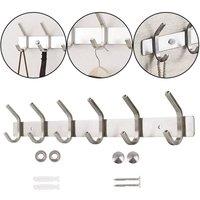 SPETLEK 6 Hooks Heavy Duty Coat Hooks Wall in Silver | Size: Large