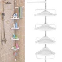 EONLION White-Telescopic Bathroom Corner Shelf in White