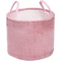 Kelvenix Pink Teddy Fleece Storage Basket with Handles, Laundry & Toy Organizer