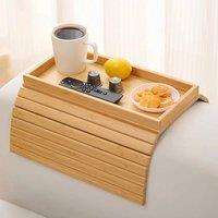Kelvenix Arm Rest Organiser Tray Bamboo Chair Settee in Brown