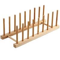 Kelvenix Plate Rack Holder for Kitchen Cupboards Bamboo Wooden in Brown | Size: 0.6m2