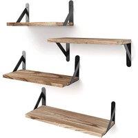 Kelvenix 4 Piece Home Thick Floating Shelves Wall Mounted in Brown | Size: 0.6m2
