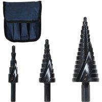 Kelvenix 3Pcs Large HSS Steel Step Cone Drill Titanium Bit Set in Black | Size: 10000mm x 520mm