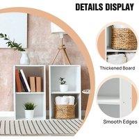 Kelvenix 2 Tier Wooden Cube Bookcase Cabinet in White | Size: 0.6m2