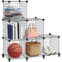 Kelvenix 6 Cube Wire Storage Shelves Metal Bookcase in Black | Size: 0.6m2