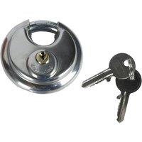 Nordara Round Discus Padlock Stainless Steel 70mm Heavy Duty 2 Keys in Silver