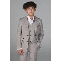 Paul Andrew Boy's Leo Boys 3 Piece Checked Suit in Beige | Size: 4 Years
