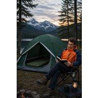 Living and Home Portable Tent with Removable Top & Thickened Envelope Sleeping Bag in Dark Green
