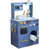 Teamson Kids Wooden Play Kitchen Little Chef Mini Garden Washing Machine Blue