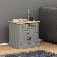 Berkfield Home Bedside Cabinet VIGO Grey 42x35x40 cm Solid Wood Pine | Size: 42 x 35 x 40 cm