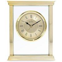 Acctim Halton Mantel Clock Quartz Polished Metal & Floating Glass Effect in Gold