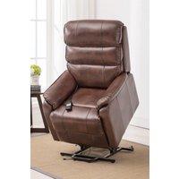 More4Homes Buckingham Dual Motor Electric Rise Recliner Bonded Leather Chair in Brown