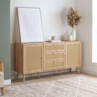 Birlea Croxley 2 Door 3 Drawer Sideboard Oak Rattan Storage Cabinet in Light Oak