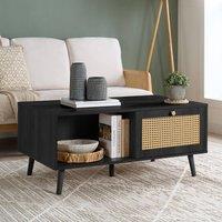 Birlea Croxley Coffee Table Black Rattan with Storage
