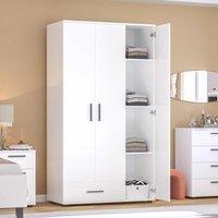 FWStyle 3 Door 1 Drawer Matt White Large Wardrobe