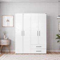 FWStyle 4 Door 2 Drawer Large Combination Wardrobe in White