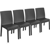 Harbour Housewares 4x Nilufer Garden Dining Chairs - Outdoor Stackable Patio Garden Furniture in Black | Size: 4 Pack