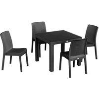 Harbour Housewares 5pc Noble Patio Dining Set - Garden Table Furniture Chairs & Table Set in Black