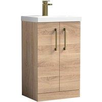 Balterley Bathroom 2 Soft Close Door Vanity Unit Basin, Bleached Oak, 500mm in Brown