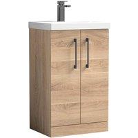 Balterley Bathroom 2 Soft Close Door Vanity Unit Basin, Bleached Oak, 500mm in Brown
