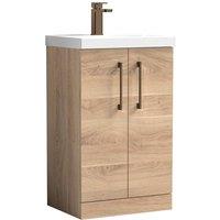 Balterley Bathroom 2 Soft Close Door Vanity Unit Basin, Bleached Oak, 500mm in Brown