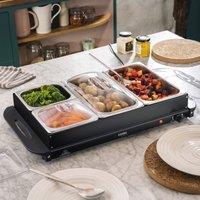 Cooks Professional 4-Section Buffet Warmer 7.2L with Hotplate Function & Adjustable Temp in Black