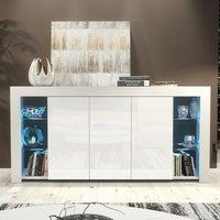 Mex Furniture LTD Sideboard with LED Lighting & Gloss Doors / 164cm in White
