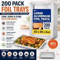 ebake Aluminium Foil Trays - For Baking, BBQ, Roasting & Food Storage in Silver | Size: 200 Pieces