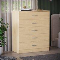 HD Designs Riano 5 Drawer Chest Of Drawers Storage in Brown