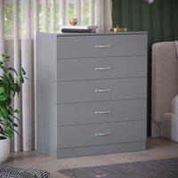HD Designs Riano 5 Drawer Chest Of Drawers Storage in Grey