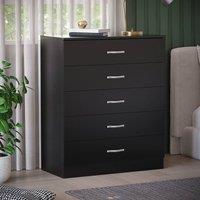 HD Designs Riano 5 Drawer Chest Of Drawers Storage in Black