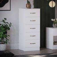 HD Designs Riano 5 Drawer Narrow Chest Storage in White