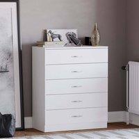 HD Designs Riano 5 Drawer Chest Of Drawers Storage in White