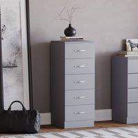 HD Designs Riano 5 Drawer Narrow Chest Storage in Grey