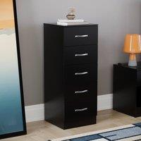 HD Designs Riano 5 Drawer Narrow Chest Storage in Black