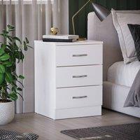 HD Designs Riano 3 Drawer Bedside Cabinet Chest of Drawers in White