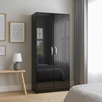 HD Designs Hulio 2 Door Wardrobe Storage MDF 1700 x 760 x 470 mm in Black