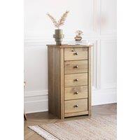 HD Designs Panama Solid Pine 5 Drawer Narrow Chest Storage Bedroom Furnuiture in Brown