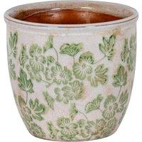 KDMD Small Green Clover Ceramic Planter for Succulents & Herbs in Cream